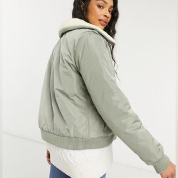 Light Green Pilot Jacket with Borg Collar - Picture 3 of 7